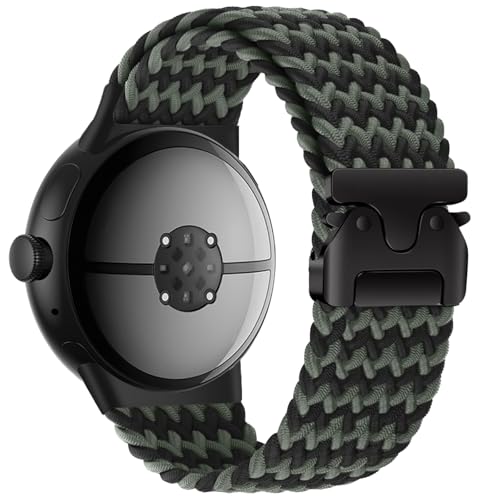 Image of Yeahxing Band for Pixel Watch 4 /3 /2 /1 Band - Stretchy Nylon Braided Bands for Google Pixel Watch 41mm 45mm, Fit 6.8-10.2 inch Adjustable Wristband with Parachute Buckle for Men Women
