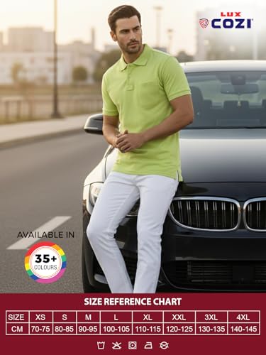 Image of Lux Cozi Men's Polo T-Shirt Regular Fit Half Sleeves with Pocket | Cotton Blend Polo Neck Collar T-Shirt for Men | Casual, Office Comfortable Breathable T-Shirt | Stylish Plain Tee