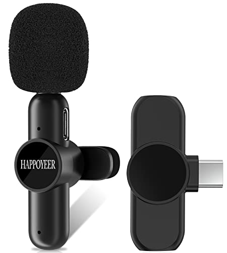 Mini Wireless Lavalier Microphone for Android Computer Phone,Wireless Microphones Systems for Kids Video Recording YouTube,Facebook,TikTok,Clip-on Lapel Mini Mic with Noise Reduction Plug-Play