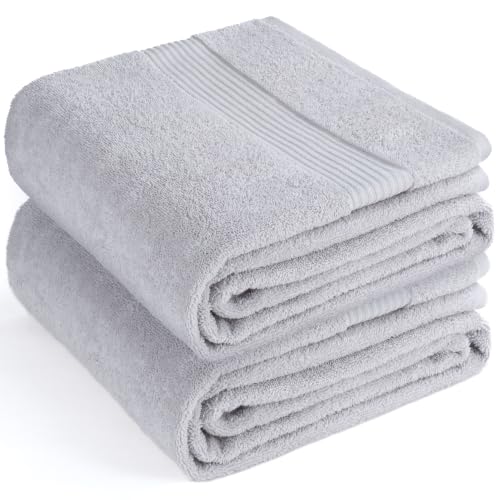 Image of Cotton Paradise 100% Cotton Hand Towels, 2 Piece 35x70 Hand Bath Towels, Silver Grey