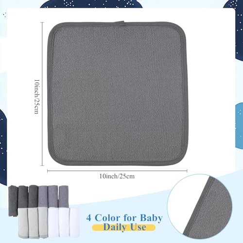 Image of CroBlissful 12 Pack Colorful Baby Washcloths 12 * 12 inch Newborn Wash Cloths Baby Soft Cotton Towels Reusable Baby Wipes for Face Baby Shower Gifts, 4 Colors(Grey)