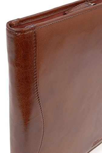 Bloc-note A4 protégé par le porte-document cuir zippé Ashwood marron