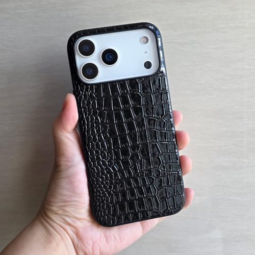 DMaos Compatible with iPhone 17 Case for Women, Crocodile Synthetic Patent Leather Cover, Classic Fashion for iPhone17 2025 6.3 Inch - Black by DMaos - Image 8