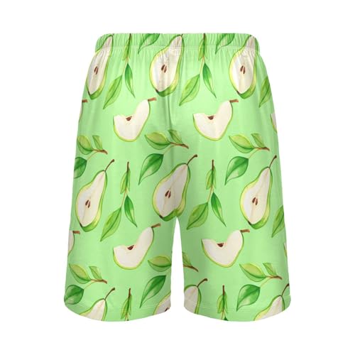 Green Pear Leaves Pajama Shorts for Men Lounge Pants Pajama Pants Men's Separate Bottoms with Pockets, S-XXL-XXL2