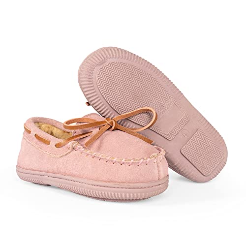Norty Toddler Moccasin Slippers - Kids' Slippers - Girls' And Boys' Slippers For Kids - Toddler Slippers Girls And Boys - Kids' Slippers Girls And Boys - Suede - Baby Pink #TOP2