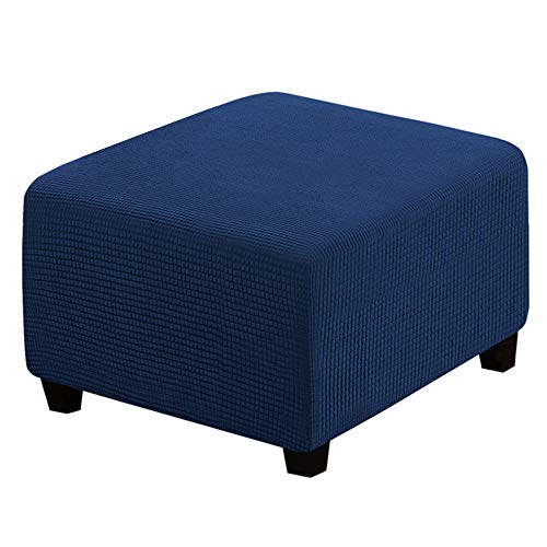 Meigeh Rectangular Ottoman Cover for Footstool Rectangular Ottoman Cover, Navy Blue Square