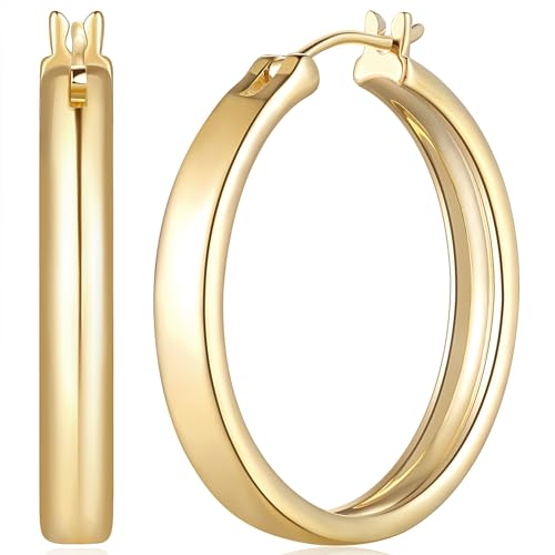 Hoop Earrings for Women 14K Gold Earrings for Women Large Hoops Earring Minimalist in Design with 30mm Diameter Womens Statement Hoop Earring