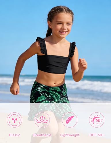 Image of ALISISTER Girls Swimsuit 3 Piece Bathing Suits Summer Bikini Tankini Sets with Cover Up Skirt for 4-12 Years