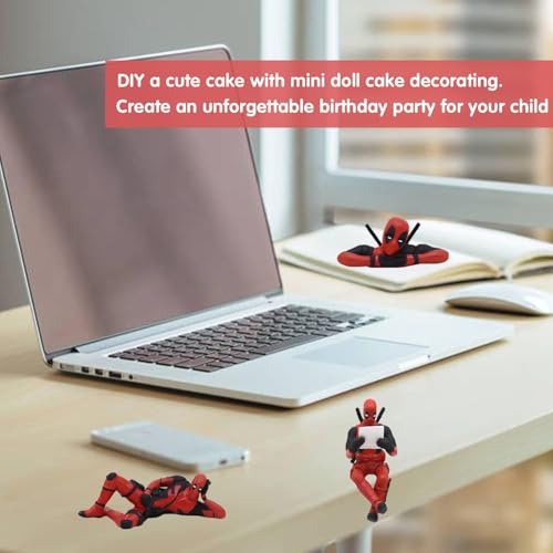 Image of FUNFOB Superhero Action Figure Collectible Set of 3 for Car Dashboard Office Desk or Study Table Decor PVC Multicolour | Deadp-ool Set of 3 AA