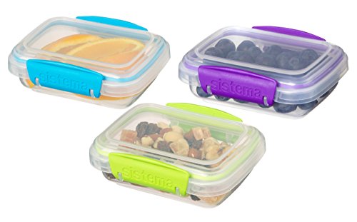 Sistema KLIP IT Accents Collection Food Storage Containers, 6.7 oz./0.2 L, Color Received May Vary, 3 Count