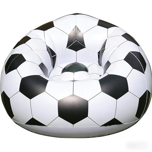 DJMH DONG JING MENG HUA Inflatable Basketball Chair, Orange and Black, Indoor and Outdoor Lounge Sofa, Sports Theme Seating, Round Shape, Adult Size (Garden)