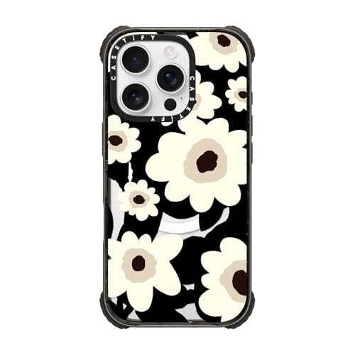 CASETiFY Eg CpNg iPhone 16 Pro [3.5m̗NA (MILKi5{) / CX[dMagsafeΉ] - Flowers - ubN
