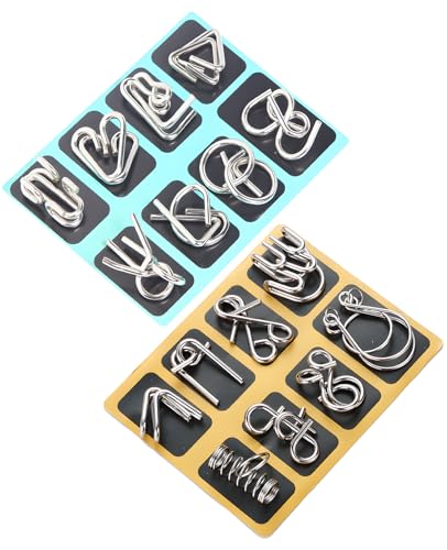 ALONK 16 Stück Knobelspiele Set, 3D Brainteaser Metall Puzzle mit Iq Spiele und Geduldspiel für Erwachsene und Kinder