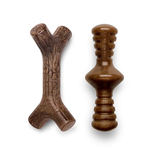 Benebone 2-Pack Indestructible Maplestick/Zaggler for Aggressive Chewers Long Lasting Tough Boredom Breaker for Dogs Real Bacon and Maple Wood Flavour