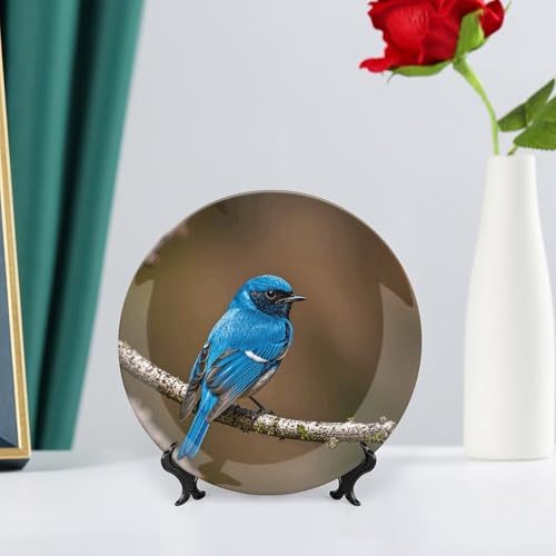 Plato decorativo Blue Bird de porcelana 7 in miniatura 6