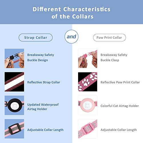 2Pack Airtag Cat Collars, Reflective Air Tag Cat Collar With Breakaway Safety Buckle And Bell, Adjustable Cat Collar With Airtag Holder Compatible With Apple Airtag For Small Pets (Pink) #TOP2
