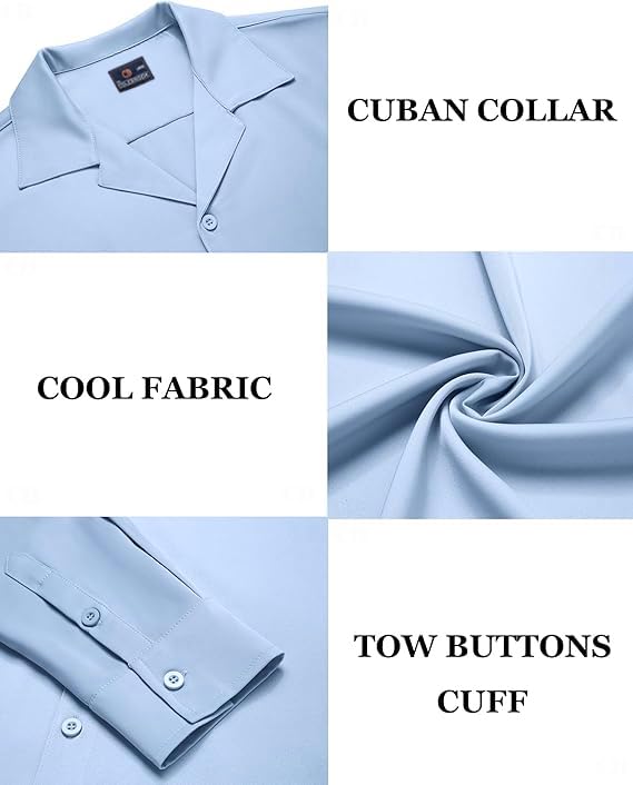 Image of CB-COLEBROOK Men Luxury Satin Silk Dress Shirt - Long Sleeve, Satin, Shiny Button Down, Prom, Wedding Party Shirt
