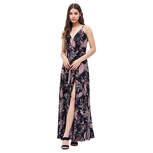 Image of Harpa Women's Rayon Modern Maxi Casual Dress (GR6387A- Navy Extra Large)