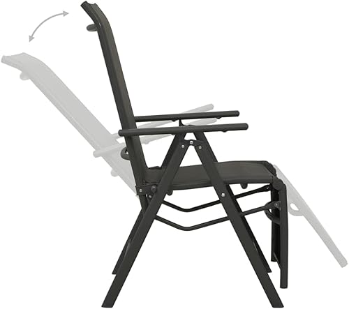 Miniatura 7 de Sillas reclinables para patio, 2 piezas, textileno y aluminio, color negro, para comedor, sillas de mesa de comedor para playa, sala de estar,