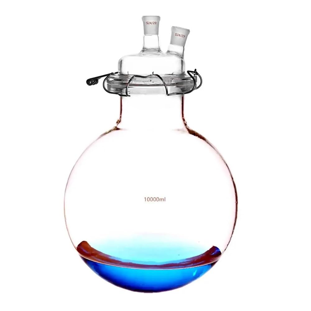 10000 ml reaktor szklany 24/29, dwie szyjki, laboratoryjna kolba reakcyjna 10 l z pokrywką i stalowym zaciskiem