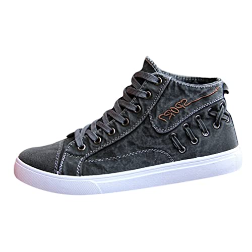 Woaikeyu - Zapatillas de deporte para hombre, de lona, zapatos de ocio, planos, transpirable, fitness, al aire libre, correr, zapatos deportivos para hombres, gris, 44 EU