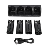 Culnflun Controller Ladegerät für Wii -Fernbedienungen, 4 in 1 Ladedock mit 2800 mAH wiederaufladbaren Batterien und LED -Indikatoren für Wii -Fernbedienungen (Schwarz)