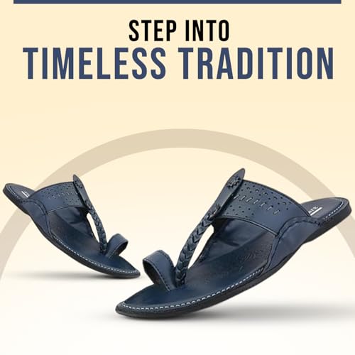 Image of STANPHORD Men Kolhapuri Chappals | Ethnic Thong Slippers Faux Leather | Cushioned Footbed | Festive Wedding Casual Daily Wear (TPMN 30006)