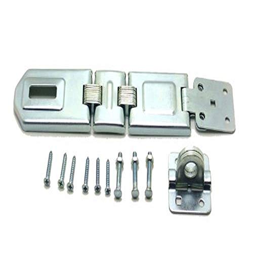 Image of NU-SET Heavy-Duty Security Set | 1-1 /2 inch Laminated Steel Padlock with 7-1 /2 inch Single Hinged Steel Hasp | Corrosion-Resistant Lock & Hasp Combo for Doors, Gates, Sheds & Lockers