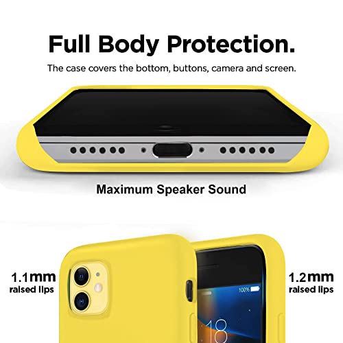 Image of VONZEE Liquid Silicone Soft Back Cover for iPhone 11 Case, Shockproof Slim Camera & Full Body Protection Non Yellowing Cover with Microfiber Lining & Logo Cut (6.1 Inch) - Yellow
