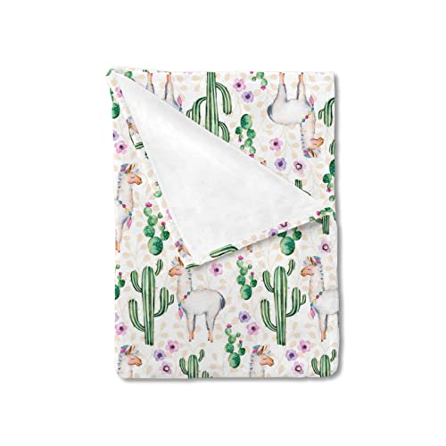 Hawskgfub Baby Toddler Girls Summer Llama Cactus Flower Blanket Gift, Nursery Alpaca Tropical Plant Flannel Fleece Bed Swaddling Cloth, Soft Lightweight Newborn Kids Baby Shower Crib Bedding 30 X 40 #TOP12