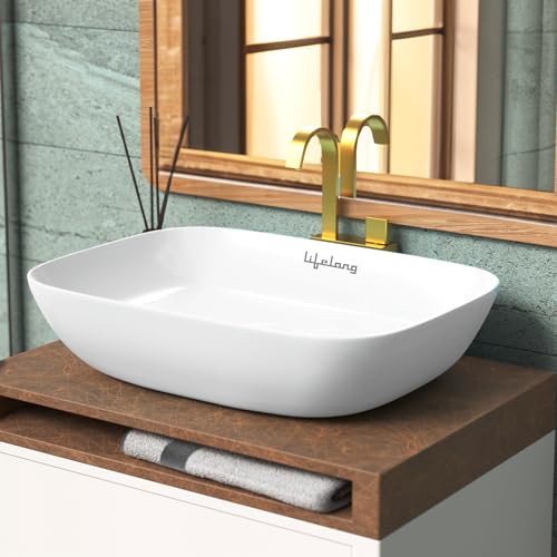 Lifelong Wash Basin for Bathroom - White Table Top Washbasin - Counter Top Vessel Sink for Bathroom, Dinning Hall, Vanity - Ceramic Glossy Finish - 45x31.5X13.5 cm (LLBPW01) (B0D146PQPF) Amazon Price History, Amazon Price Tracker