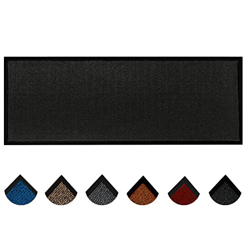 Homatz Hallway Runner Rug Heavy Duty Non-Slip Rubber Back, Anthracite 60x120cm Long Runner, Dirt Trapper, Water Absorbent Mat
