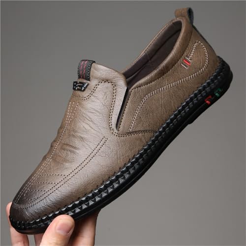 Men's Slip On Soft Sole Casual Leather Shoes Fashion Comfortable Spring Walking Shoes for Dad Middle Age2