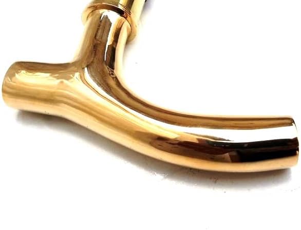 Mango de latón liso en forma de T para hombres y mujeres bastón plegable base de bastón ajustable para senderismo camping solo mango con tubo de