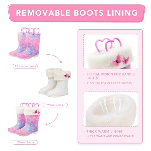 Toddler Rain Boots Kids Light up Snow Boots Boys Girls Waterproof Winter Boots with Removable Warm Lining2