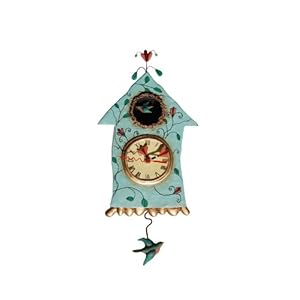 Allen Designs P8008 Horloge Maison Oiseau Résine 32 cm