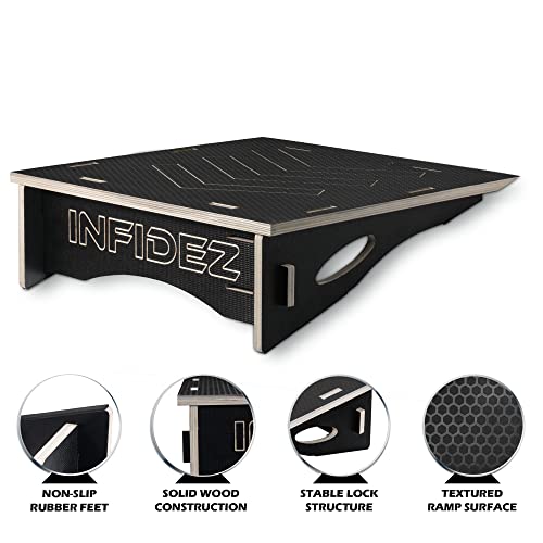 Infidez Wooden Large Skateboard, Bike Ramp For Kids Jumping, Foldable Launch Ramp For Skateboard, Bike, Scooter, Bmx, Roller Skates & More, Skateboard Accessories (Black),25''L X 23''W X 8''H #TOP2