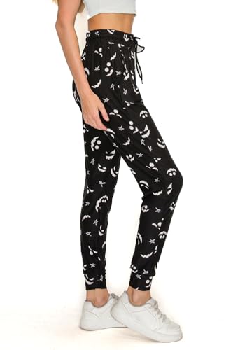 Leggings Depot Womens High Waist Print Jogger Pants with Pockets-S845 Halloween Ghost 2X