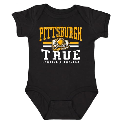 Xtreme Apparrel Pittsburgh Retro Team Kid's Bodysuit for Football Fans (Black, 24M)