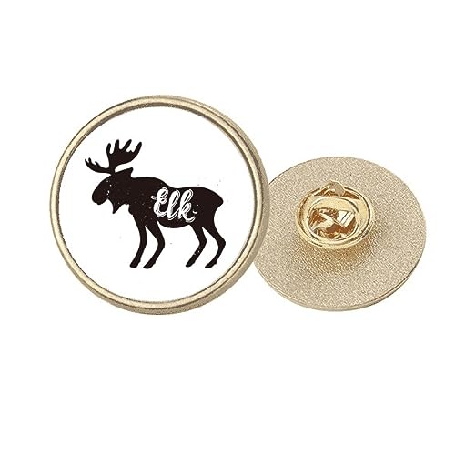 Broche élan noir et blanc ronde en métal doré M dotée d'un fermoir de sécurité