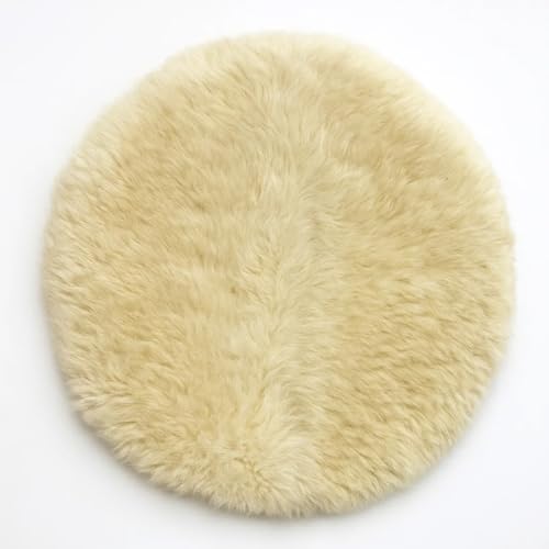 Provellus Echtfell Sitzauflage aus deutschem Kurzhaar Schaffell – Cremefarben (Rund, 40 cm)