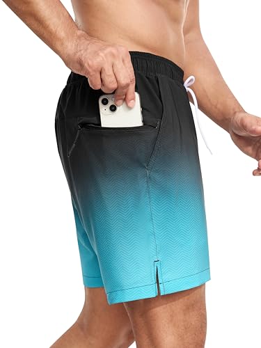SILKWORLD Men's Swim Trunks Quick Dry Bathing Suits 6 Inch Swimming Shorts with Compression Liner and Zipper Pockets3