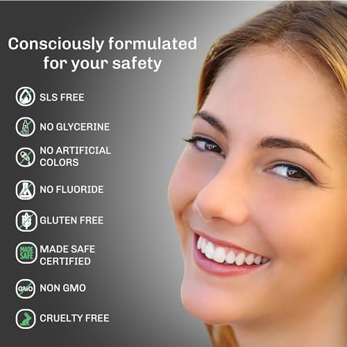 Image of BENTODENT Fluoride Free Organic Charcoal Toothpaste with Bentonite Clay for Teeth Whitening- Natural Sensitive Teeth Whitening Toothpaste, Vegan, Travel