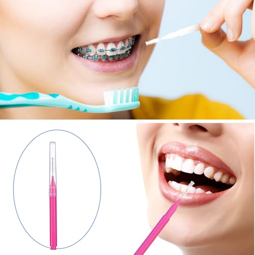Image of Patelai 100 Pieces Braces Dental Brush for Cleaner Interdental Toothpick Dental Tooth Flossing Head Oral Hygiene Flosser Toothpick Cleaners Tooth Tool(Multicolor,Various Sizes)