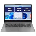 Lenovo IdeaPad 3 17IRU7 - Ordinateur Portable 17.3'' FHD (Intel Core i5-1335U, RAM 16Go, SSD 512Go, Intel Iris XE Graphics, Windows 11 Home) Clavier AZERTY Français - Gris