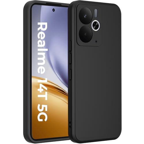 Image of A rtistque Back Cover Case for Realme 14T 5G with Camera Protection | Shockproof TPU|Stylish Protective Design|Slim Fit|Ultra Matte| Back Cover - Black
