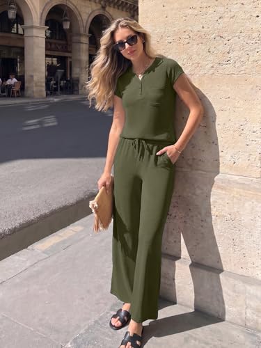 Casly Lamiit Two Piece Lounge Sets for Women Spring Vacation Beach Travel Airport Outfits Casual Cruise Fashion 2026 Army Green S — view 2