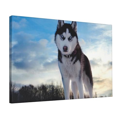 Toile murale husky Ousika 45x30 cm pour décoration de salon
