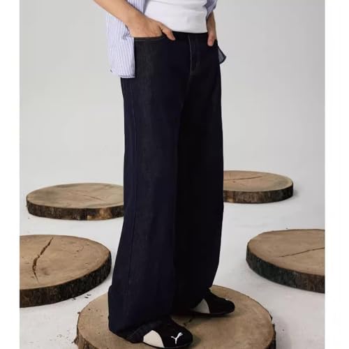 Jeans Men's Wide-Legged Jeans Vintage Loose Casual Pure Color Popular Men's Straight and Floor Length Loose Pants Fashion3