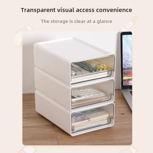Boîte de rangement de bureau transparent tiroir plastique A4 - 8